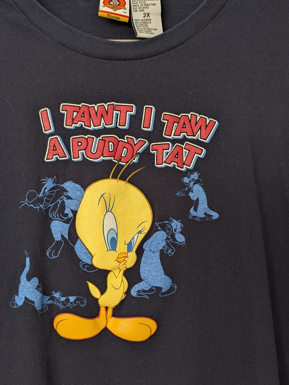 Warner Bros Looney Tunes Tweety Bird Sylvester The Cat Graphic Tee 2X